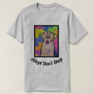 Grijze Mannen T-shirt met kleurrijk hondenontwerp