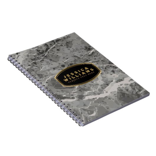 Grijze marmer Stone Pattern Textuur Afdrukken 2 Notitieboek (Rechterzijde)