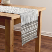 Grijze marmer- & Stripe-patroonmonogram Lange Tafelloper (Voorbeeld)