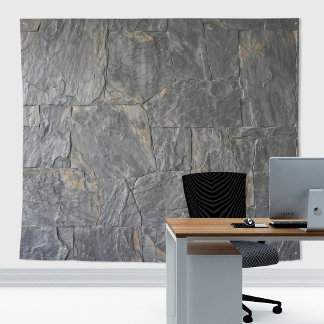 Grijze marmeren grote stenen platen muur met aders wandkleed