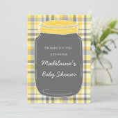 Grijze Mason Jar Custom Baby Shower-uitnodigingen Kaart (Staand voorkant)
