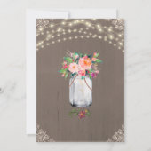 Grijze Mason Jar Rustic Flower String Lights Save The Date (Achterkant)