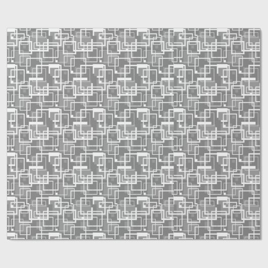 Grijze MCM Mid Century Abstracte Modern Wra Cadeaupapier (Vlak)