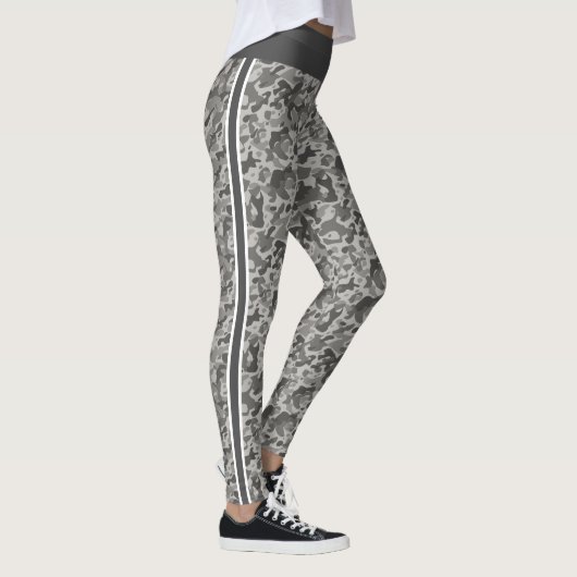 Grijze militaire camouflage witte en grijze strepe leggings (Rechts)