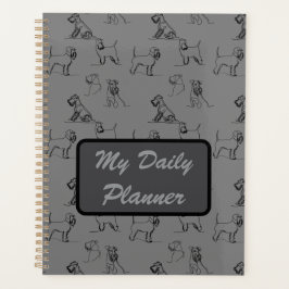 Grijze Miniatuur Schnauzer Line Art 1 Planner