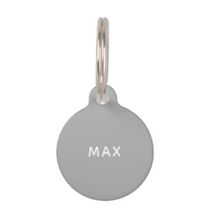 Grijze minimalistische aangepaste naam hond label huisdierpenning