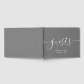Grijze minimalistische kalligrafiescript Weddensch Gastenboek (Volledig)