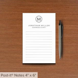Grijze minimalistische monogram uitgelijnde notiti post-it® notes