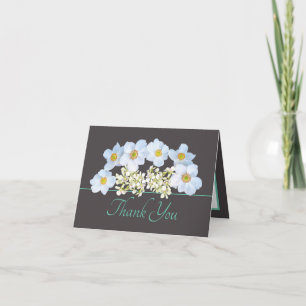 Grijze Mint Chic Anemone Orchidee Boeket Dank u Kaart