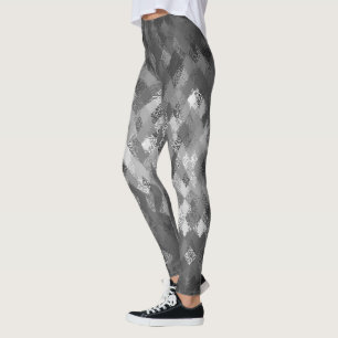 Grijze mono-Mix Harlequin Patroonpatronen Leggings
