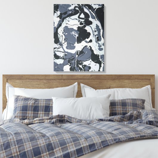 Grijze monochrome abstracte schaduwen canvas afdruk (Insitu (Slaapkamer))