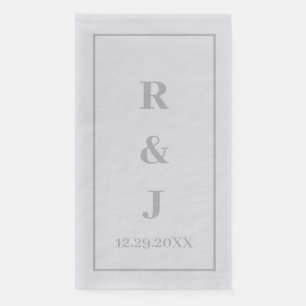 Grijze Monogram Eerste Letters Aangepaste Koppelna Servet