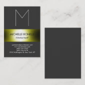 Grijze monogram groengeel gestreept visitekaartje (Voorkant / Achterkant)