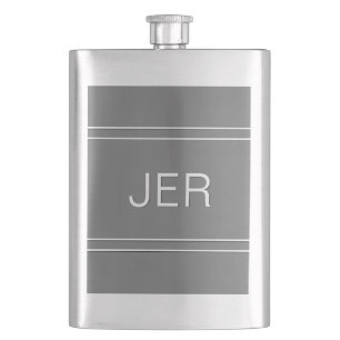 Grijze monogram- initialen gepersonaliseerde drank flacon