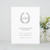 Grijze monogram met informatie over bruiloft (Staand voorkant)