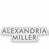 Grijze monogram Sticker voor moderne naam (Voorkant)