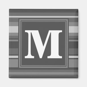 Grijze monogram strepen magneet