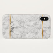 Grijze monogram voor goudkleurige faux marble Text Case-Mate iPhone Case (Achterkant (horizontaal))