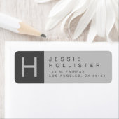 Grijze monogrammed Return Address Etiket (Insitu)