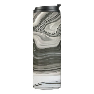 Grijze Monotone Artistieke Acryl Giet Abstracte Thermosbeker