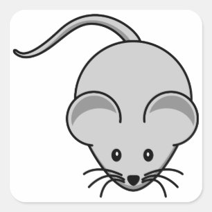 Grijze Muis Cartoon Vierkante Sticker
