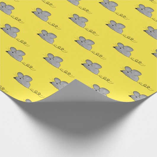 Grijze muizen op geel cadeaupapier (Hoek)