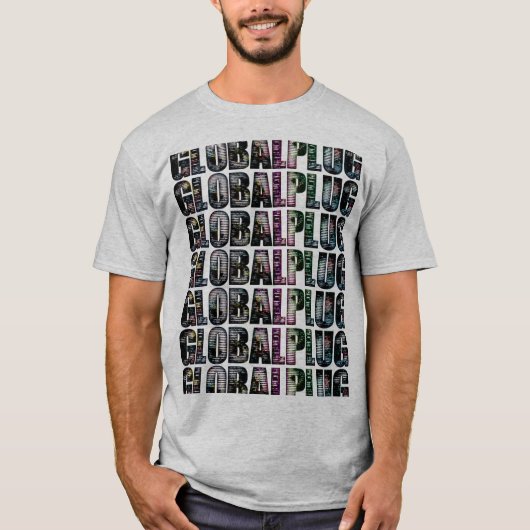 Grijze multikleurenglobalplug T-shirt (Voorkant)