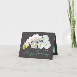 Grijze munt boeket witte bloemen gelukkige verjaar kaart
