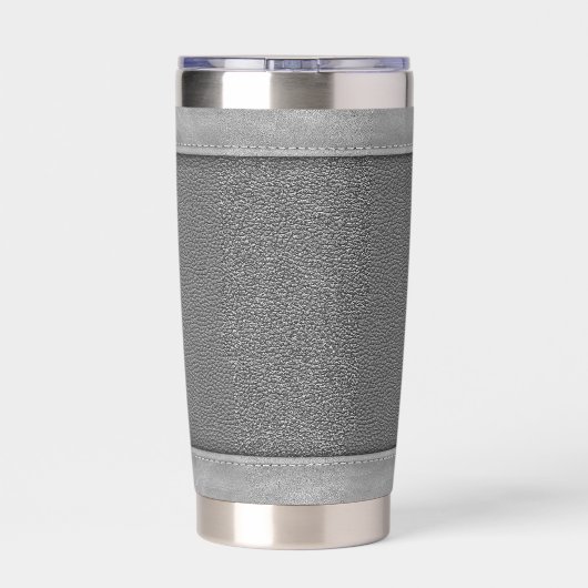 Grijze nep lederen stiches Monogram aangepaste naa Geïsoleerde Drinkbeker (Achterkant)