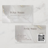 Grijze neutrale toon minimalistische QR Code Profe Visitekaartje (Voorkant / Achterkant)