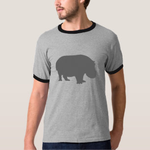 Grijze Nijlpaard Silhouet T-shirt