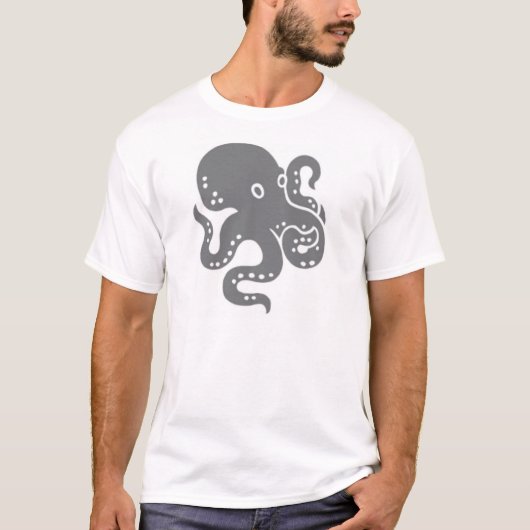 Grijze Octopus Mannen T-Shirt (Voorkant)
