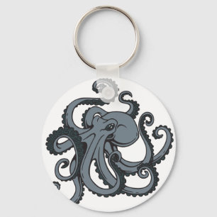 Grijze octopus sleutelhanger