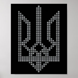 Grijze Oekraïense Tryzub-symbool op de borst - Oek Poster