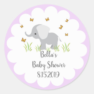 Grijze Olifant Baby shower Sticker
