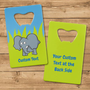 Grijze olifant cartoon creditcard flesopener kredietkaart flessenopener