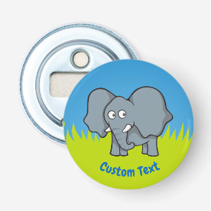 Grijze olifant cartoon flesopener button flesopener