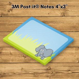 Grijze olifant cartoon post-it® notes