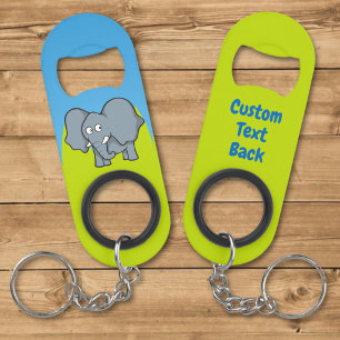 Grijze olifant cartoon sleutelhanger flesopener mini flessenopener