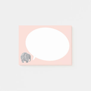 Grijze olifant met spraakbelletje op Shell Roze Post-it® Notes