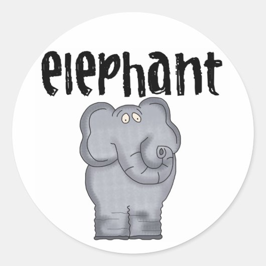 Grijze olifant ronde sticker (Voorkant)