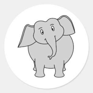Grijze olifant. ronde sticker