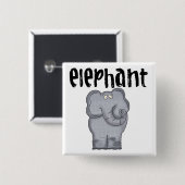 Grijze olifant vierkante button 5,1 cm (Voorkant /achterkant)