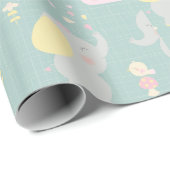 Grijze olifantenballon Groen Eenvoudig Baby shower Cadeaupapier (Rol Hoek)