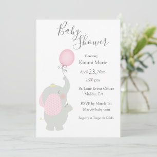 Grijze olifantenballon Minimalistisch Baby shower Kaart