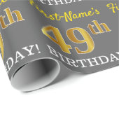 Grijze, onechte gouden look "49e BIRTHDAY" Cadeaupapier (Rol Hoek)