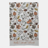 Grijze oogst en hoorns dankbaar gezegend theedoek (Verticaal)