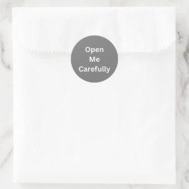 Grijze Open Me Zorgvuldig Verzendstickerset Ronde Sticker