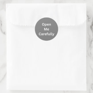 Grijze Open Me Zorgvuldig Verzendstickerset Ronde Sticker