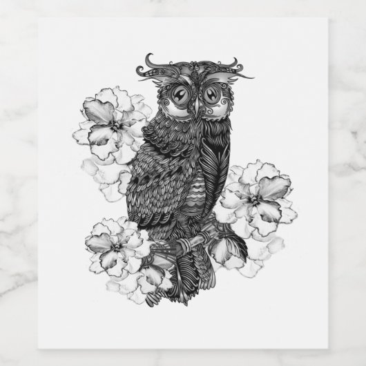 Grijze orchideeën wijn etiket (Enkel label)